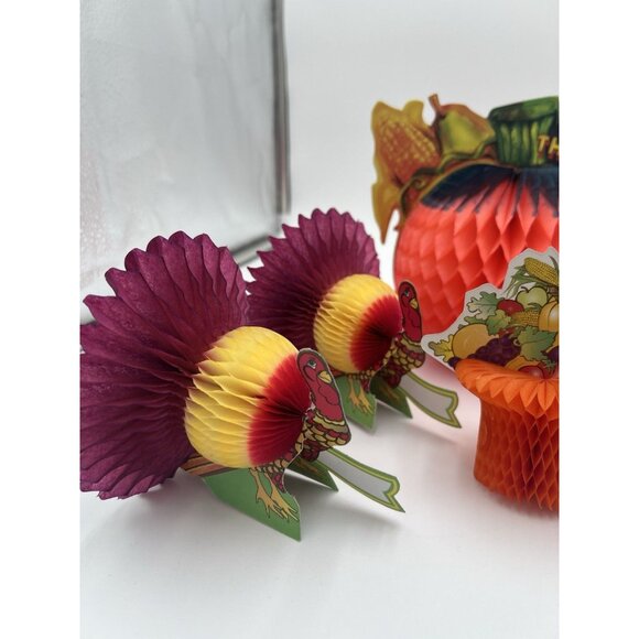 Vintage Lot Of 13 1978 Beistle Thanksgiving Decor Die-Cut Honeycomb Made In USA - Picture 5 of 15